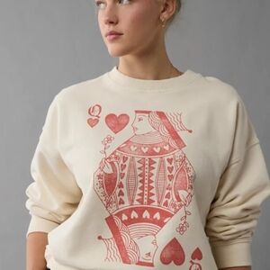 American Eagle Queen Of Hearts Cream Sweatshirt
